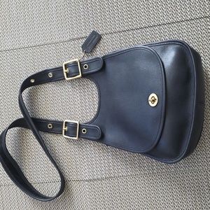 Vintage Coach Saddlebag Purse Glovetanned Leather USA 9988 Black